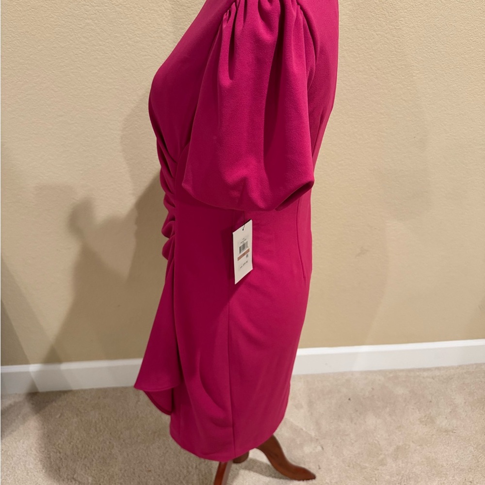 DKNY Fuchsia Midi Dress with Ruched Detail - Picture 6 of 6